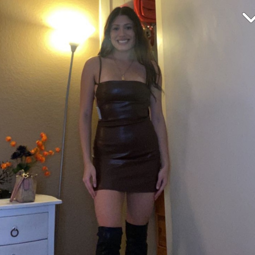 Brown leather dress